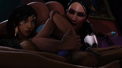 Big Black Cocks Invade Pharah and Symmetra's Pussies in 'Pharah And Symmetra Big Cock Tease'