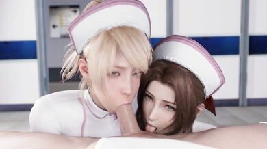 Latex Nurses Blowjob Orgy with Lunafreya and Aerith [Slutty Inventor]