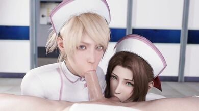 Latex Nurses Blowjob Orgy with Lunafreya and Aerith [Slutty Inventor]