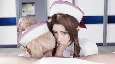 Latex Nurses Blowjob Orgy with Lunafreya and Aerith [Slutty Inventor]