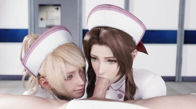 Latex Nurses Blowjob Orgy with Lunafreya and Aerith [Slutty Inventor]