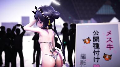 Horny milking action in Kisaki's bikini cow MMD porno!