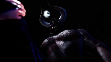 Wicked Sorceress Plowed by a Monstrous Bull in the Forest