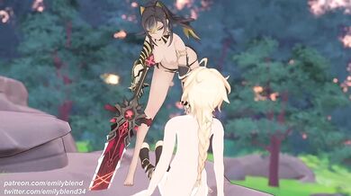 Aether's Mammoth Cock Gets Dehya Pregnant in a Wet and Messy Reverse Cowgirl Ride