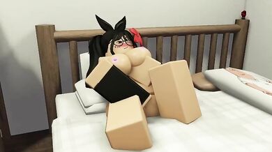 Fucking a Roblox babe while she plays with herself