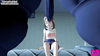 Gigantic Boobed Uraraka Gives Massage with Her Mouth and Tits