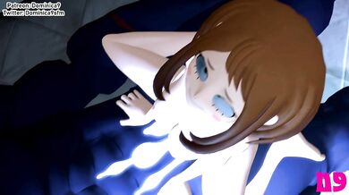 Gigantic Boobed Uraraka Gives Massage with Her Mouth and Tits