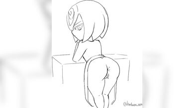 Spanking the Naughty Schoolgirl's Bare Bottom at Kerarou Art